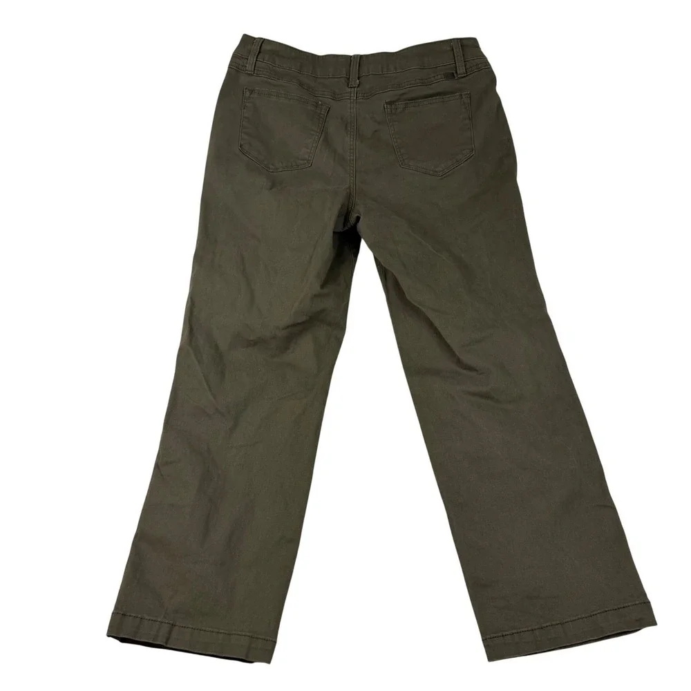 1822 Denim Womens Olive Green Utility Straight Leg Patch Pocket Pants Size 10